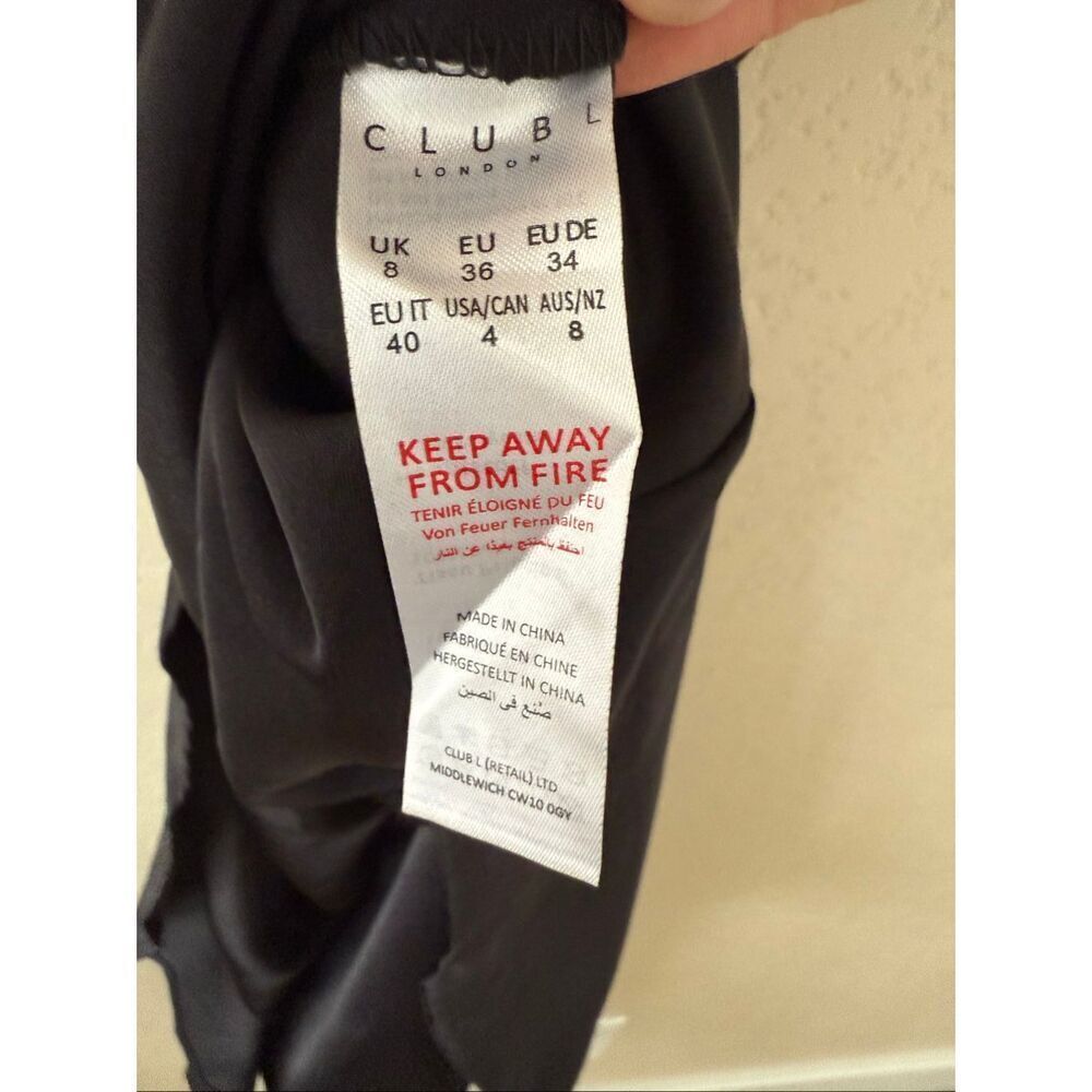 Club L London Unbeatable Satin Cross Over Halter-Neck Maxi Dress in Black - Picture 7 of 7